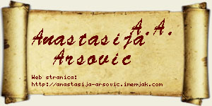Anastasija Arsović vizit kartica